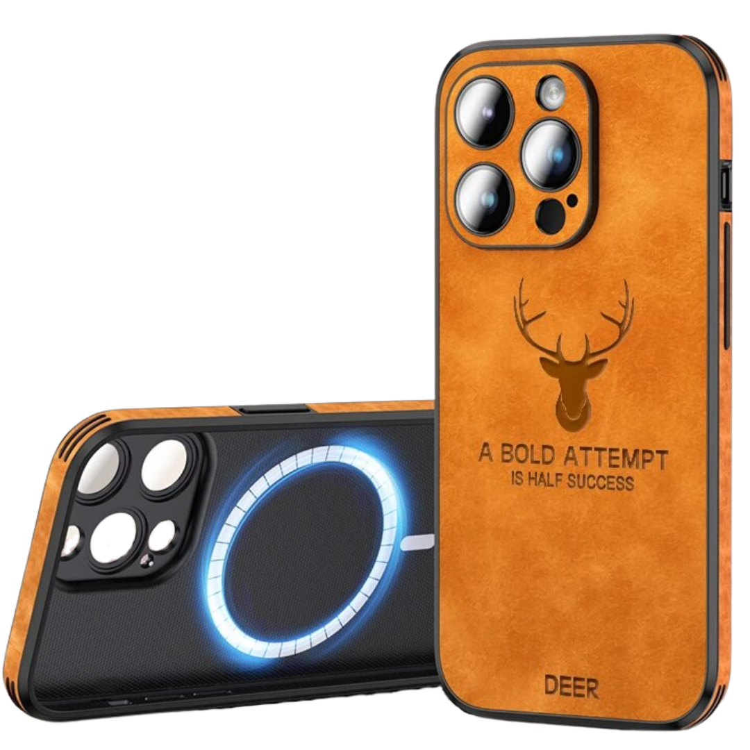 Robuust blauw leren telefoonhoesje, speciaal ontworpen voor optimale grip.