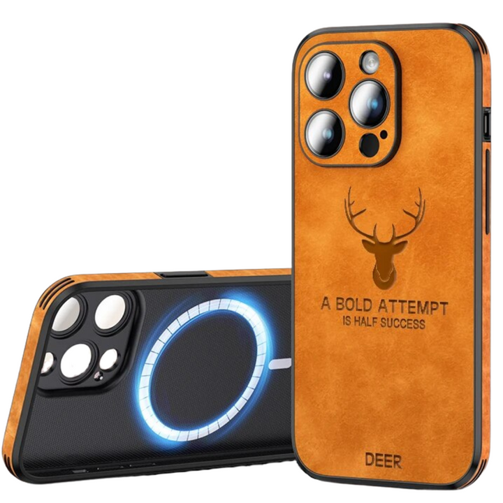 Robuust blauw leren telefoonhoesje, speciaal ontworpen voor optimale grip.