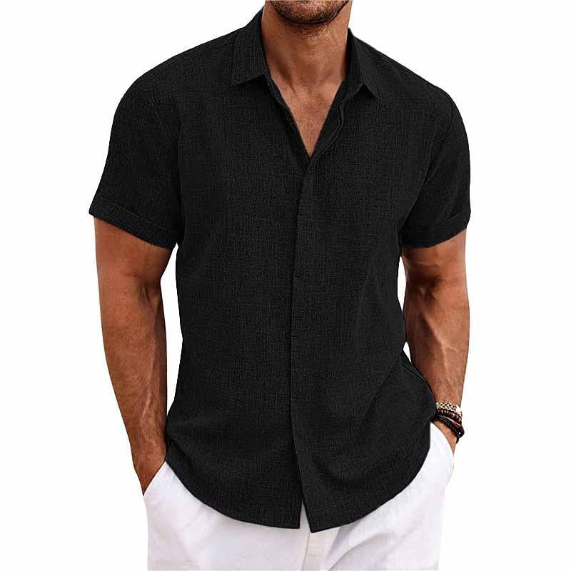 Stijlvol heren shirt met korte mouwen en vintage look, perfect voor een ademende zomerse casual outfit.