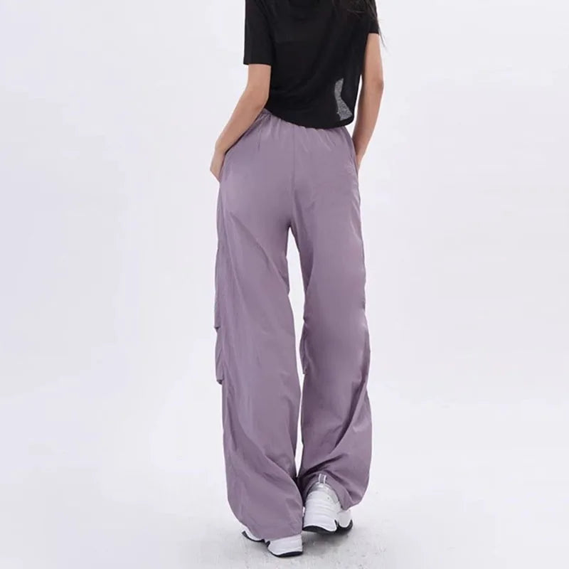 Stijlvolle lila cargobroek met wijde fit voor dames casual mode