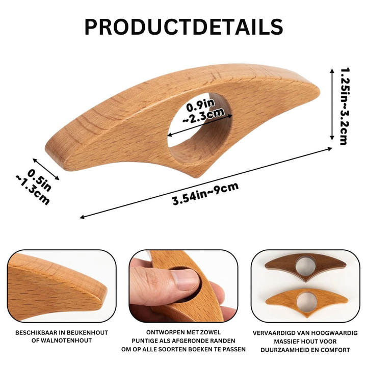 Gepersonaliseerde houten boekenhouder, walnoot of beuken, leeshulp, cadeau boekenliefhebber.