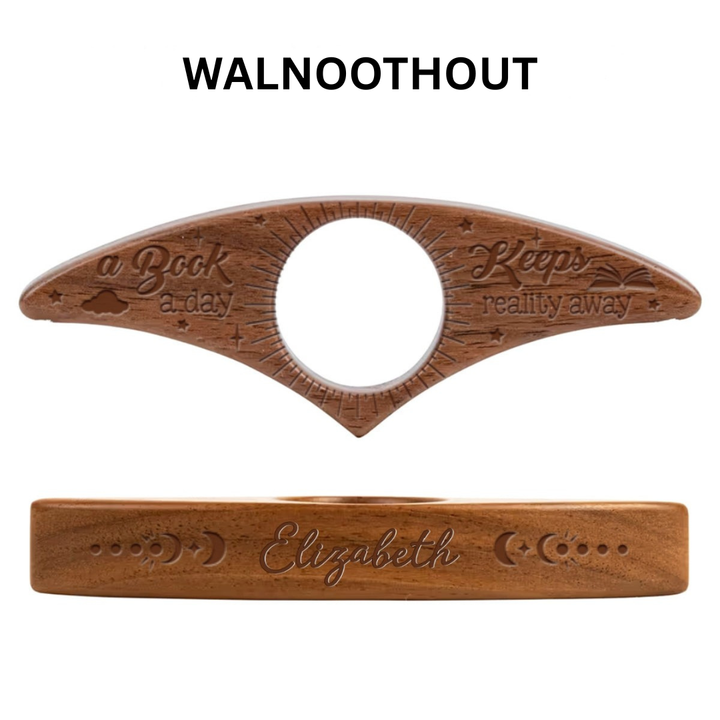 Gepersonaliseerd houten cadeau voor lezers, maakt lezen fijner en comfortabeler.