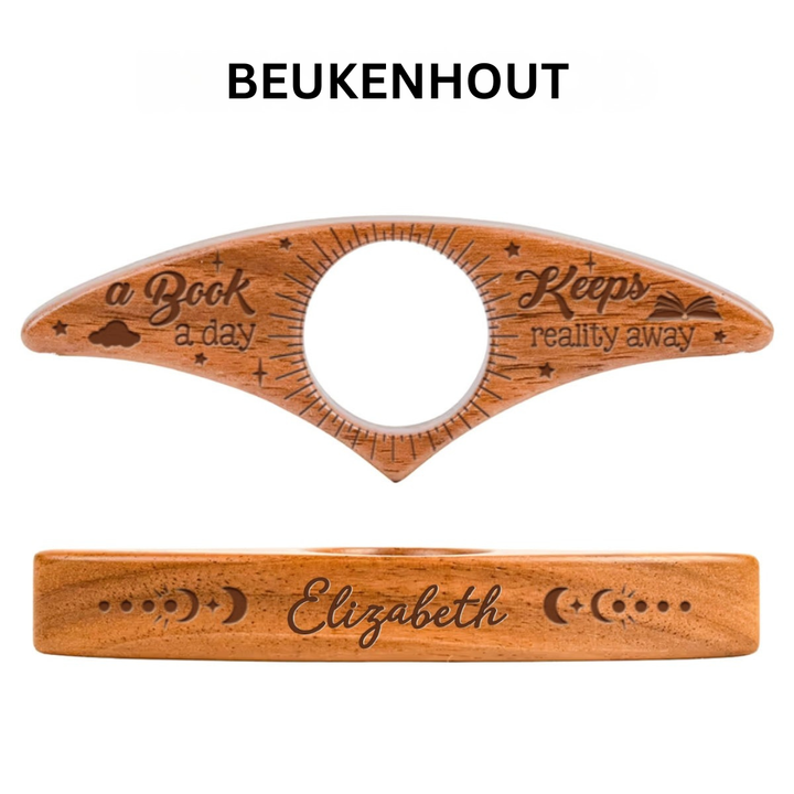 Beukenhouten boekenhouder, ontlast duim voor comfortabel en ontspannen lezen.