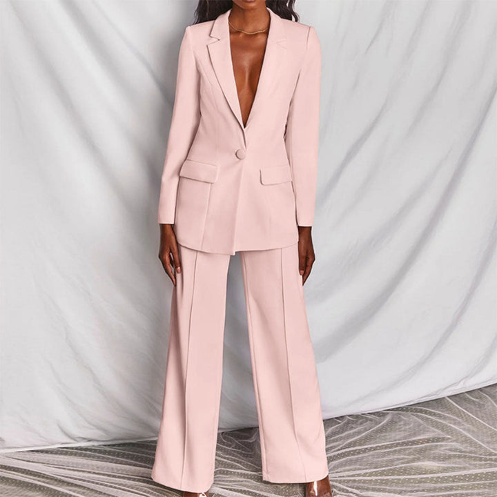 Elegante dames blazer en bijpassende broek, een complete stijlvolle outfit.