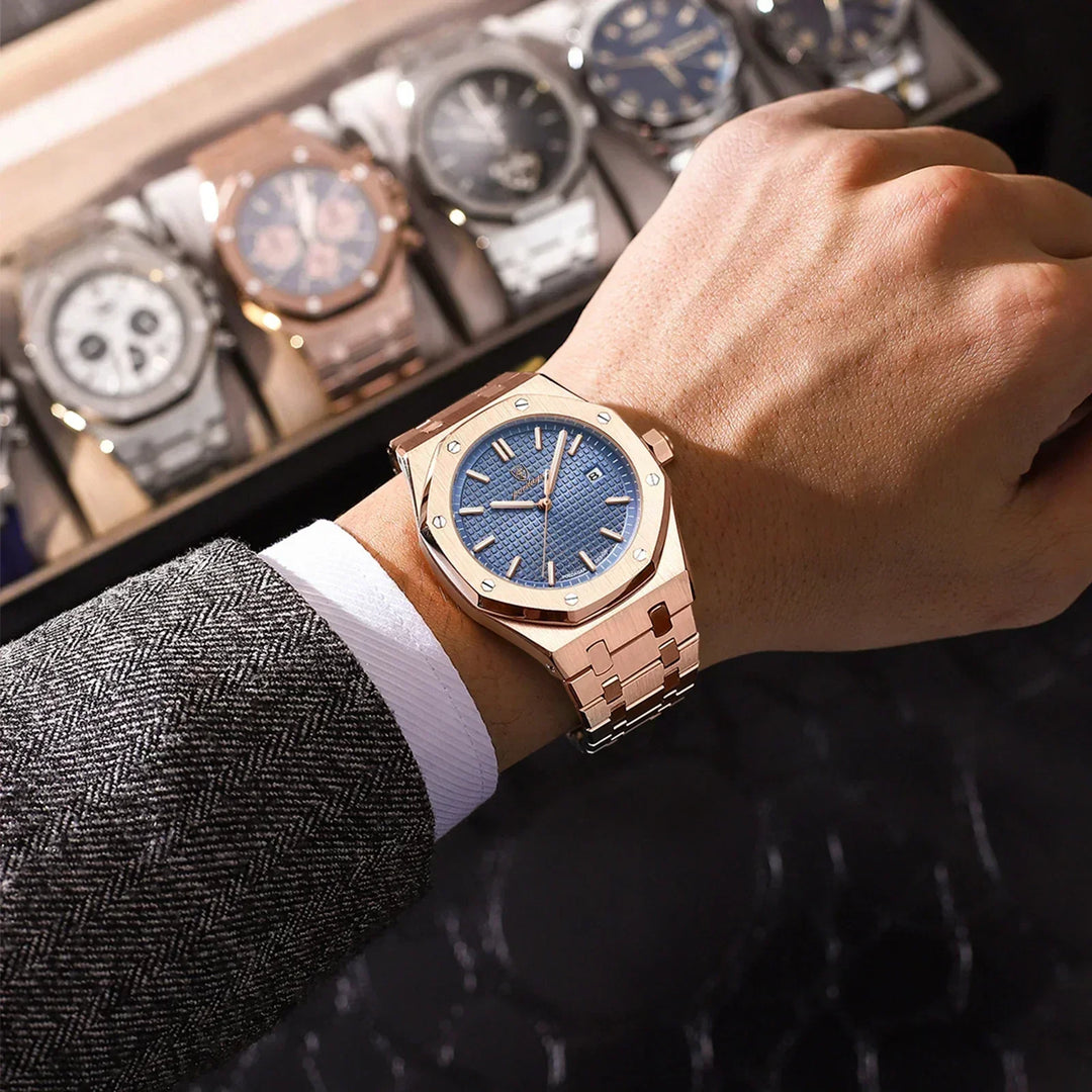 Stijlvol cadeau voor mannen: Jonas Deluxe herenhorloge met datumfunctie en waterbestendigheid.