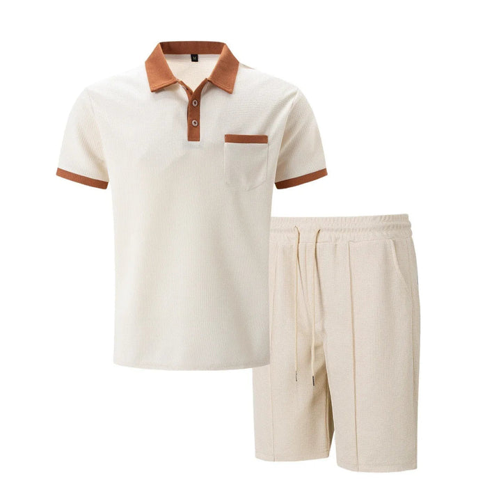 Luchtige polo set met structuur voor heren, ideaal voor warme zomerdagen