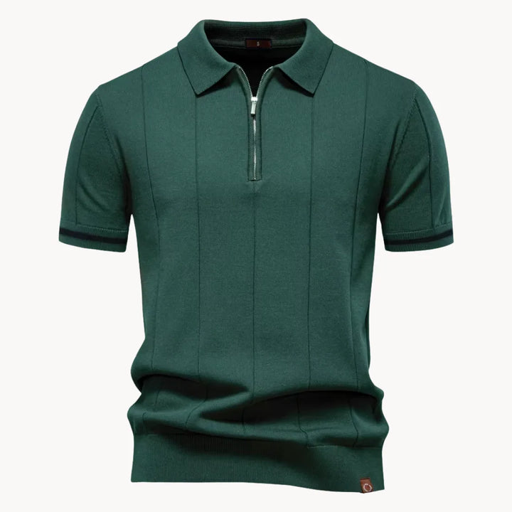 Lichte heren poloshirt met ritskraag; klassieke kraag, perfect voor warme dagen.