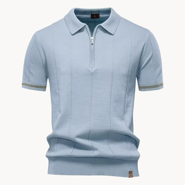 Modieuze heren polo met rits; comfortabel gebreid poloshirt voor een ontspannen look.