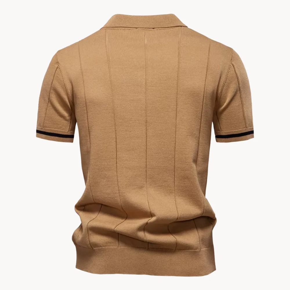Comfortabele heren poloshirt met ritskraag; ideale modepolo voor zomer en lente.
