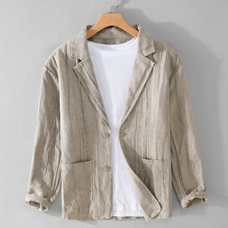 Lichte casual herenblazer in beige, perfect voor zomer- en herfstmode. Ontspannen pasvorm.