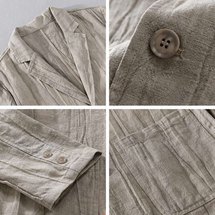 Grijze casual herenblazer, ideaal als lichte bovenkleding voor de zomer en herfst. Comfortabele ontspannen fit.