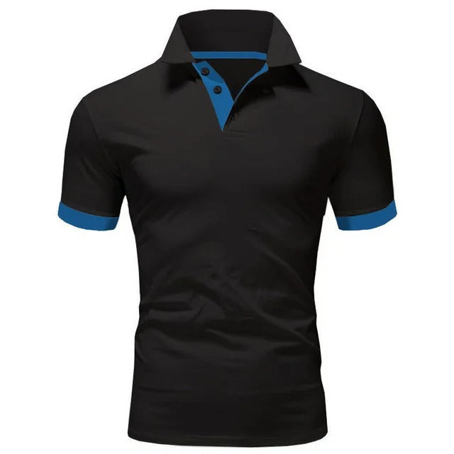 Lichtblauwe herenpolo met korte mouwen, casual zomerkleding voor heren