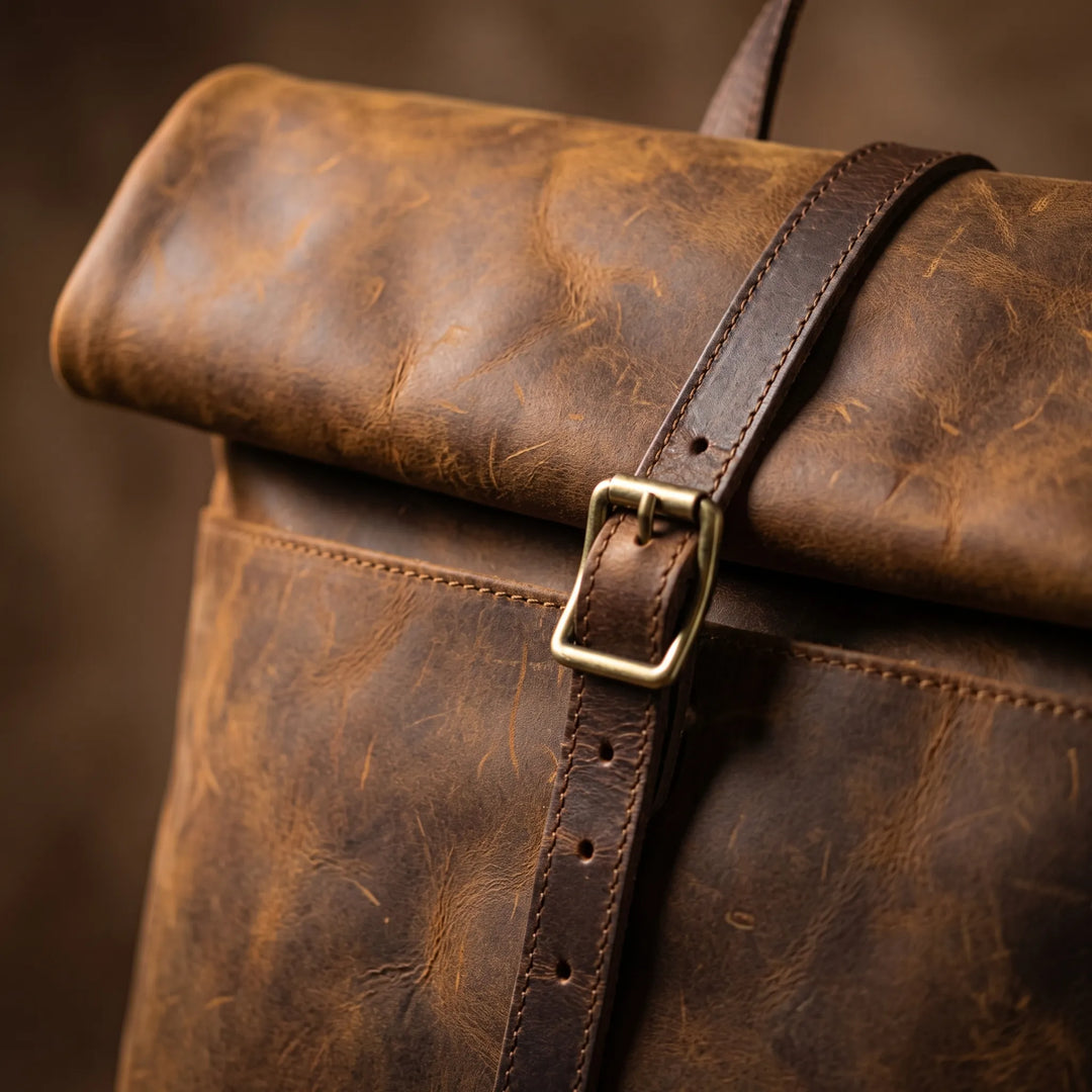 Unisex Vintage Crazy Horse Leren Rugzak