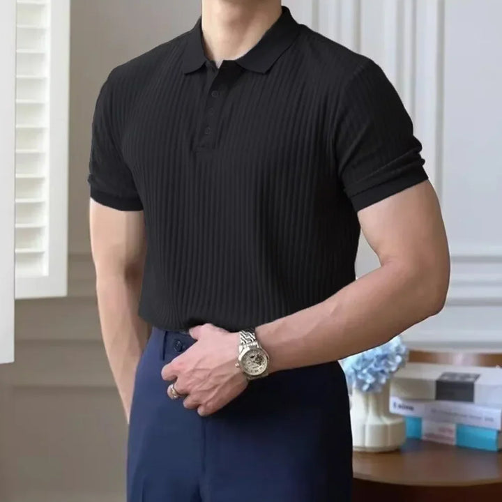 Slim fit herenpolo met textuur en korte mouwen in stijlvolle casual look
