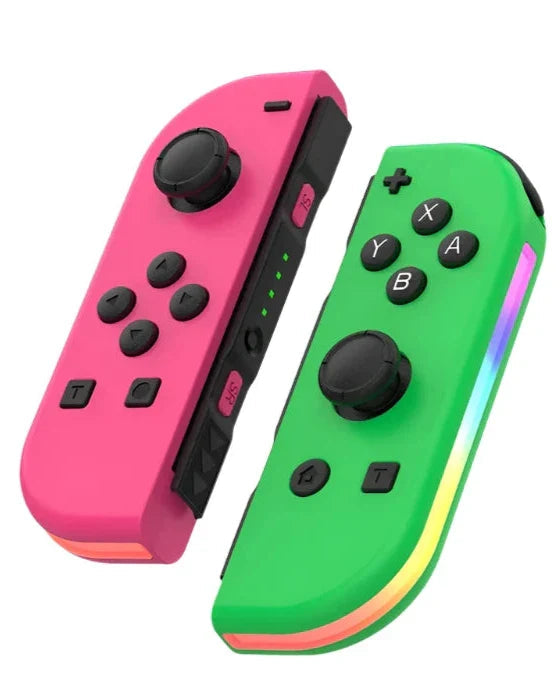 Detailopname van de rgb led verlichting op de gaming joystick