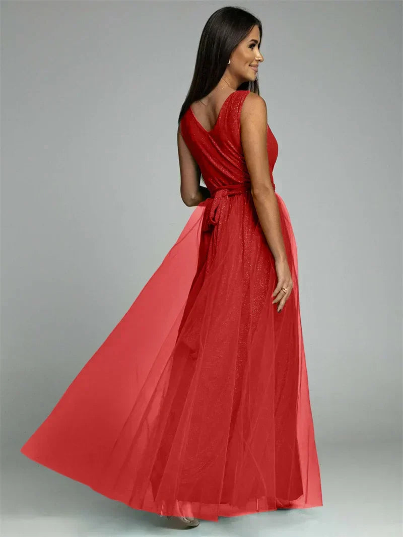 Mouwloze maxi jurk voor dames, ideaal als gelegenheidskleding