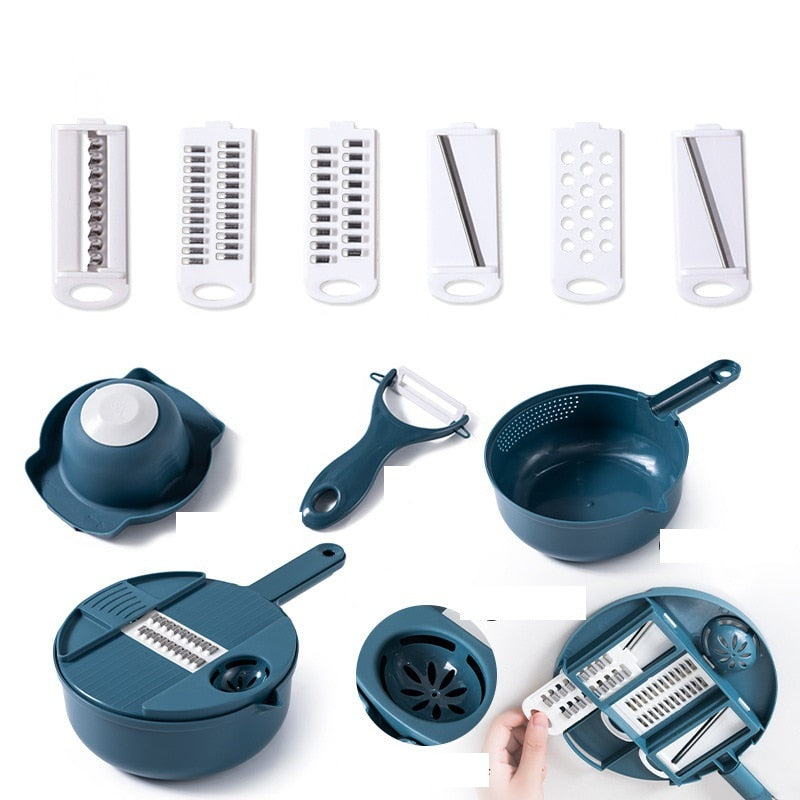 Veelzijdige ChefEase keukensnijder, groentehakker en rasp. De ultieme multifunctionele snijder voor gemak.