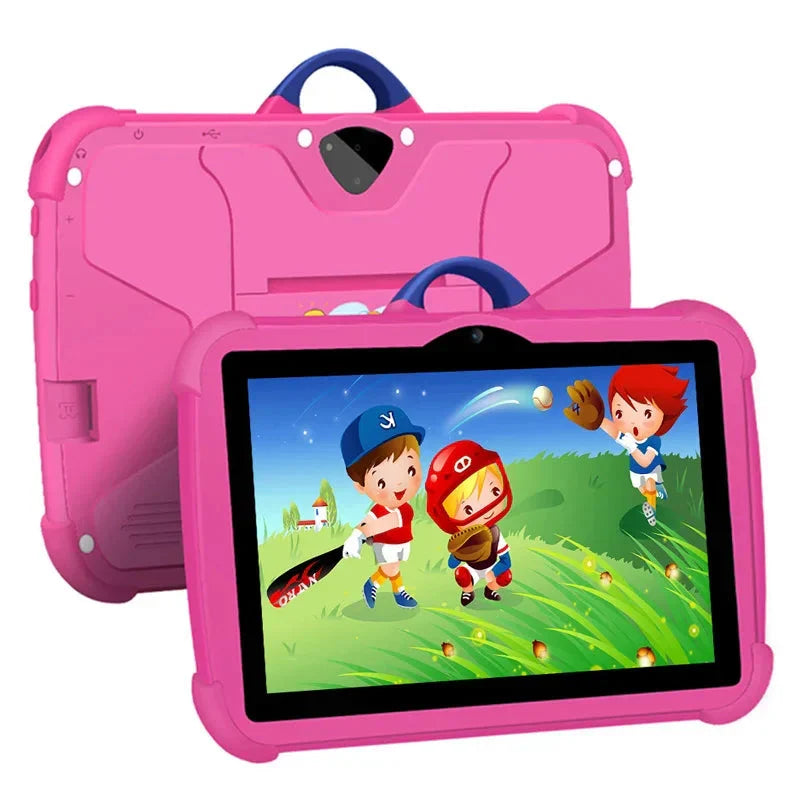 Blauwe Android kindertablet met educatieve apps en stevige bumper hoes