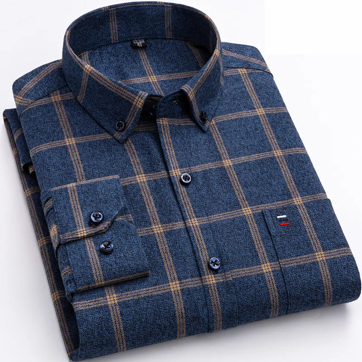 Heren geruit overhemd met lange mouwen van Zanda Kleding, comfortabel en stijlvol voor een casual look.