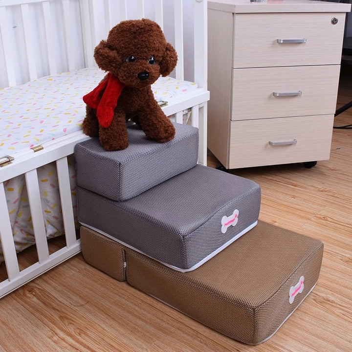 Dierentrap met 2 treden. Gemakkelijke toegang tot bed voor huisdieren. Essentieel voor oude hond, puppy, kleine hond.