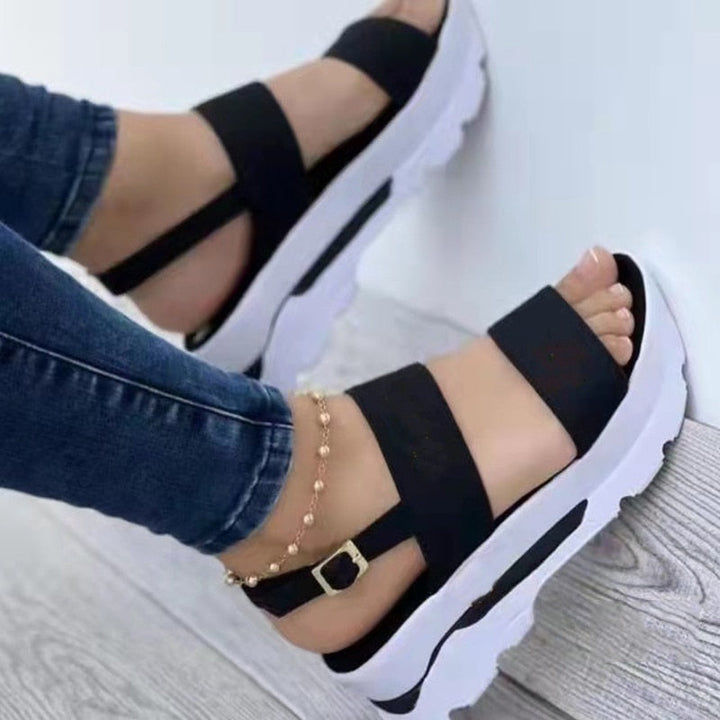 Comfortabele blauwe zomer sandalen met gespsluiting