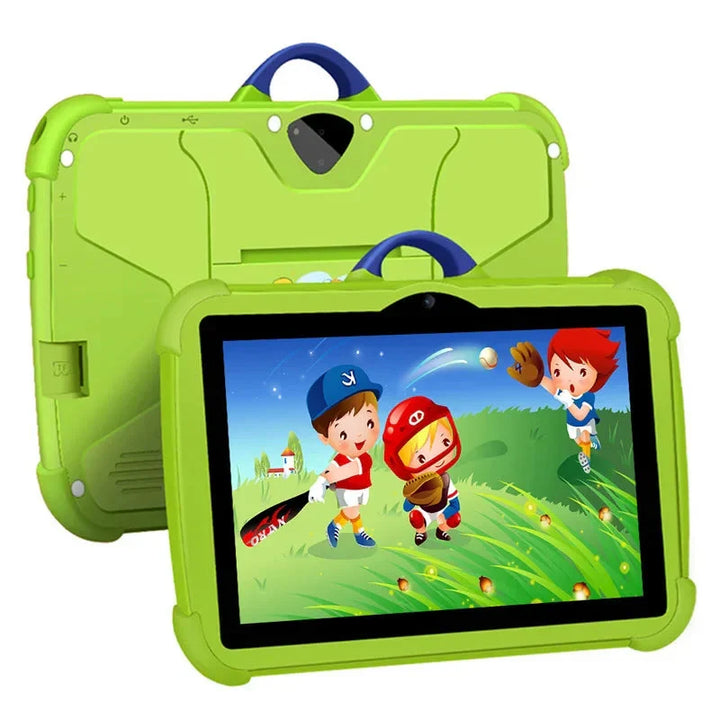 Groene kindertablet 7 inch met handige handgreep en standaard
