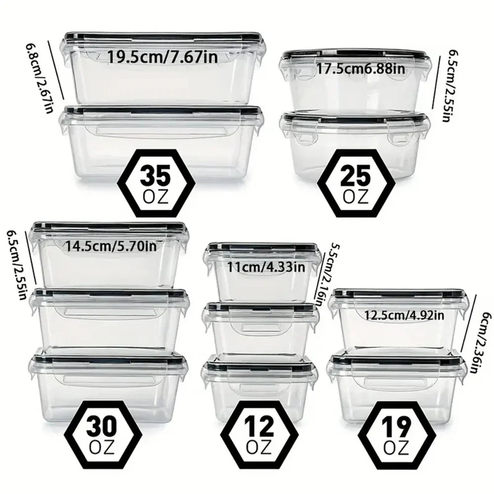Stapelbare vershoudbakjes set, ideaal voor keukenorganisatie en efficiënte maaltijdbereiding.