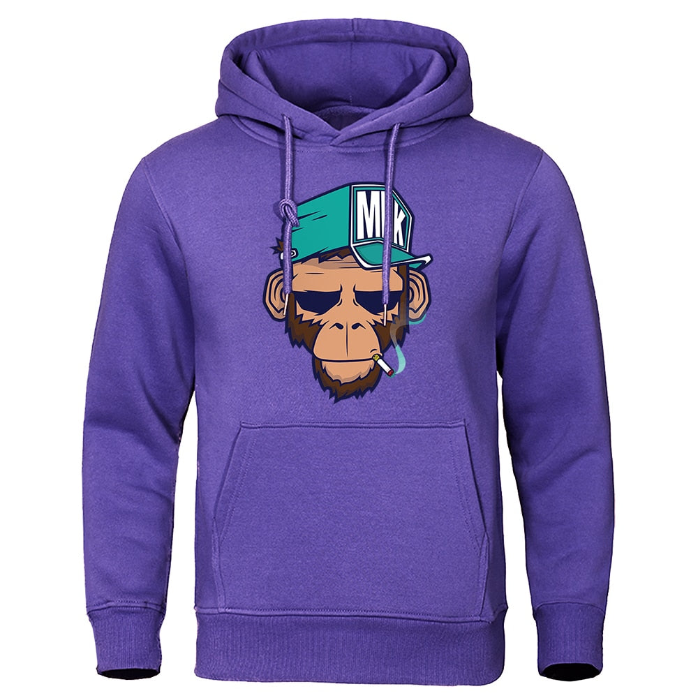 Comfortabele heren hoodie, ideaal als winterkleding met zijn unieke apenprint en streetwear feel.