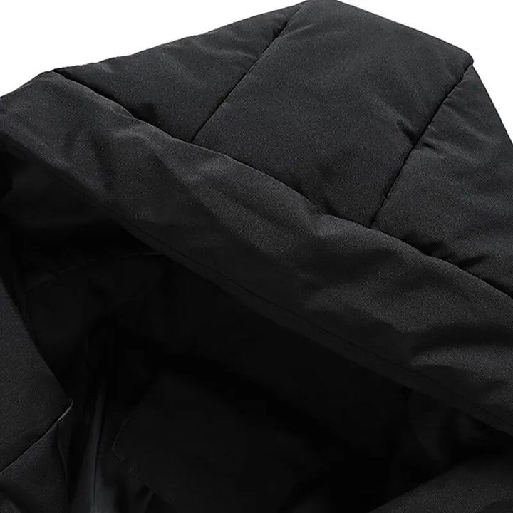 Warme heren winterjas detailopname van de stof en sluiting