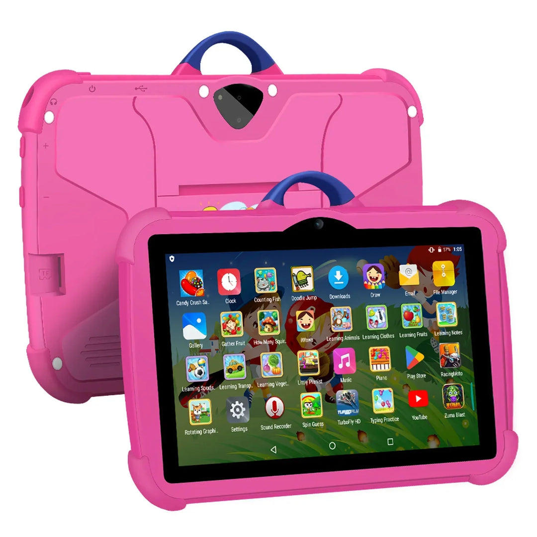 Roze kindertablet 7 inch met beschermhoes en interactief scherm
