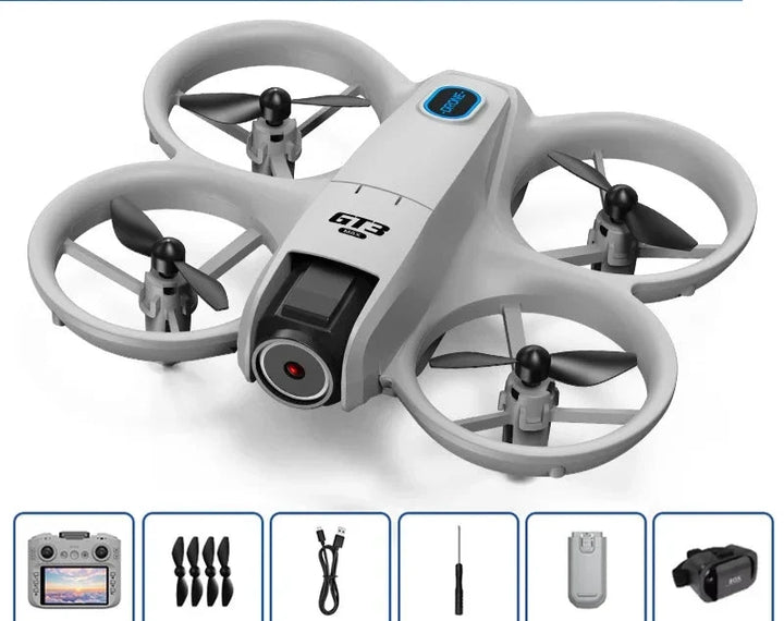 Drone met heldere LED-verlichting voor nachtvluchten.