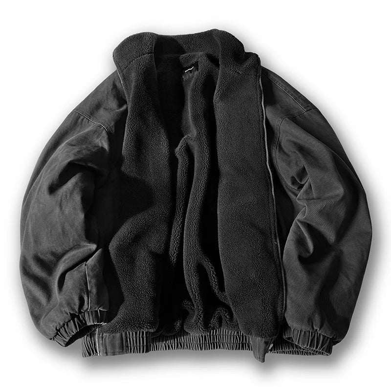 Casual streetwear fleece jas voor heren met ruime loose fit