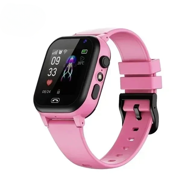 Roze kindersmartwatch met touchscreen en gps tracker voor extra veiligheid