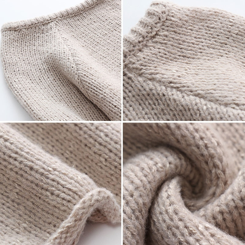 Warme dameskleding: een stijlvolle oversized wintertrui in modieuze aardetinten, loose fit.