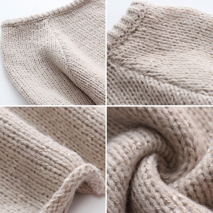 Warme dameskleding: een stijlvolle oversized wintertrui in modieuze aardetinten, loose fit.