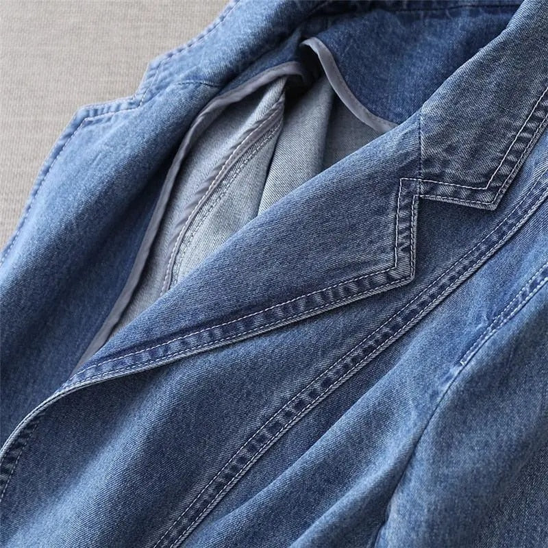 Stijlvolle dames denim blazer jasje voor een casual en modieuze look