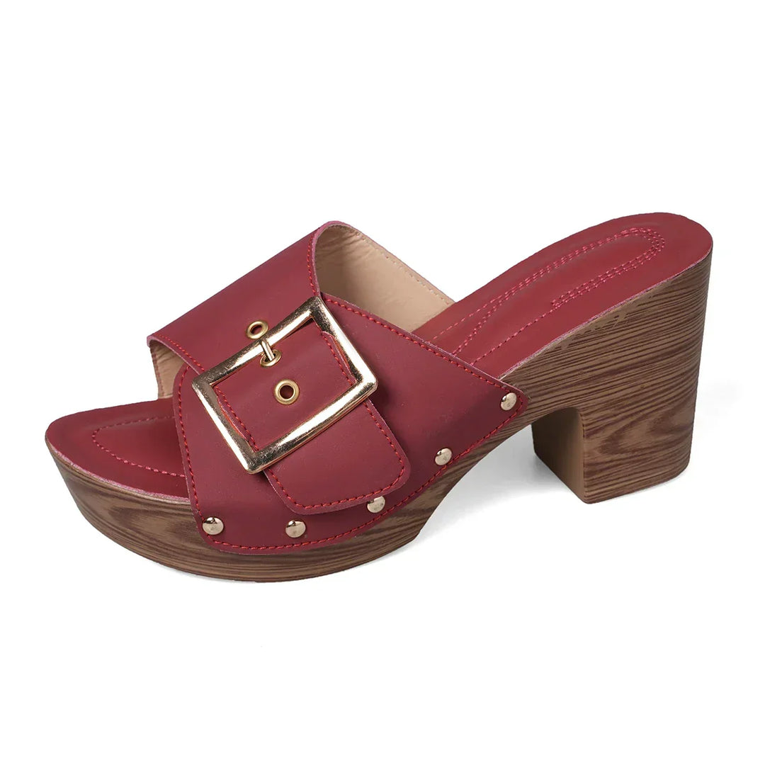 Bruine plateau sandaal voor dames, comfortabele instapper