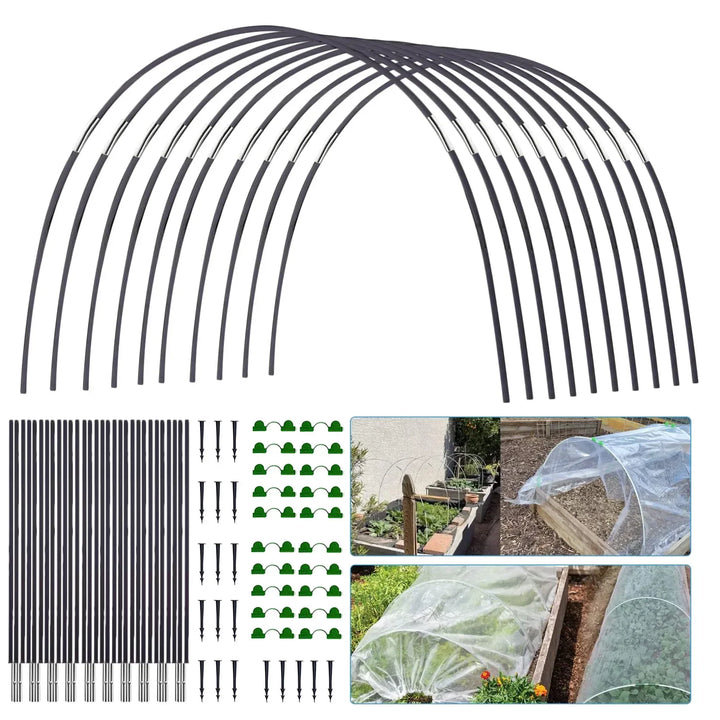Glasvezel tuinboogset met verbindingsstukken voor plantentunnels
