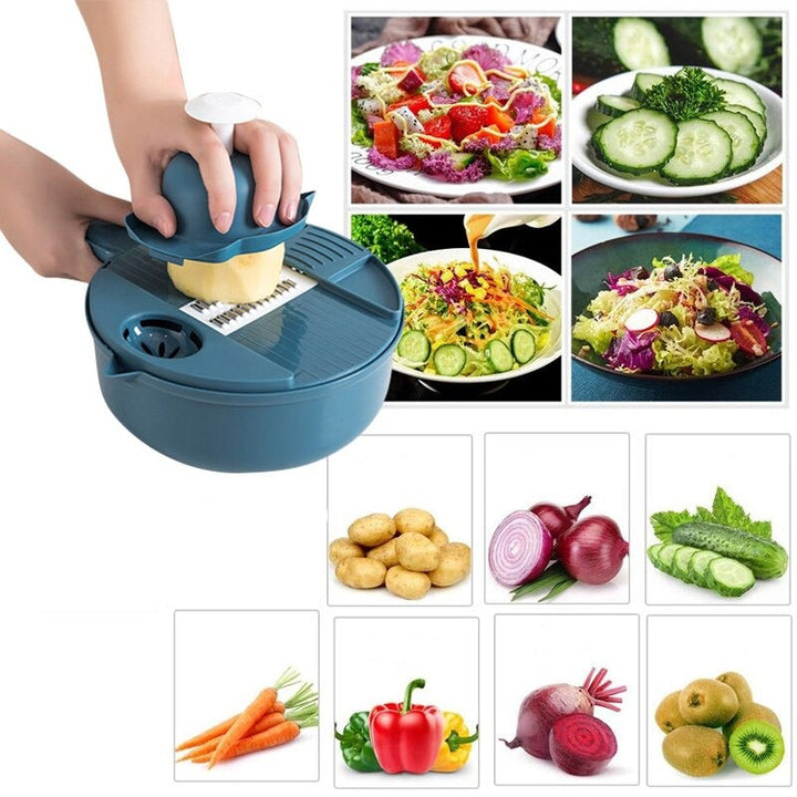 12-in-1 multifunctionele keukensnijder ChefEase voor snel en eenvoudig groenten snijden, hakken en raspen.