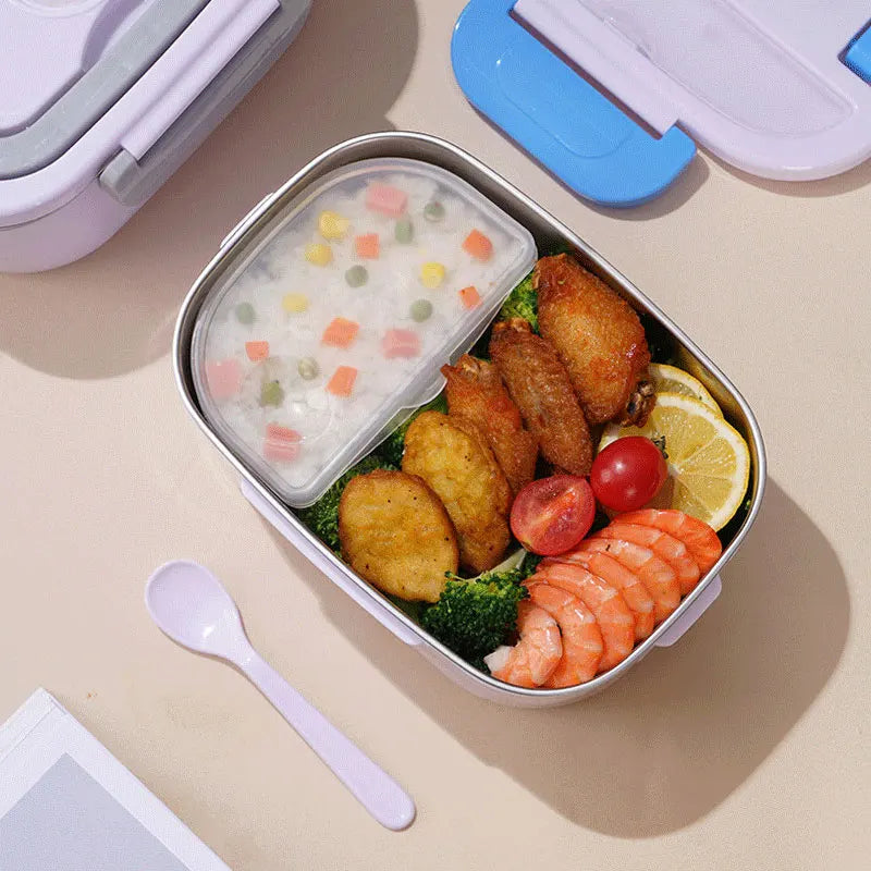 Elektrische lunchbox met 1.5L capaciteit en 60W voedselverwarmer. Geniet overal van een warme maaltijd.