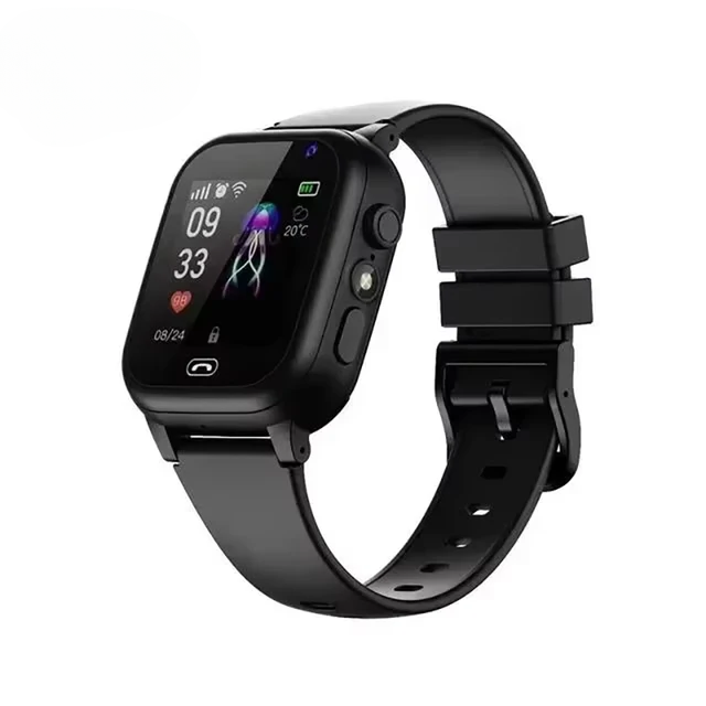Zwarte kindersmartwatch met GPS en kleurenscherm