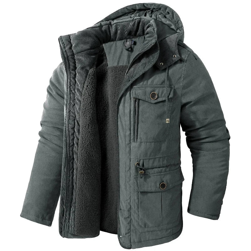 Stijlvolle waterdichte winterjas voor heren. Biedt optimale warmte en bescherming tijdens regen en koude weersomstandigheden.
