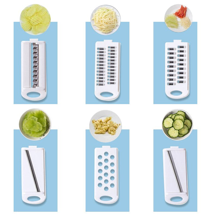 Ergonomische ChefEase multifunctionele snijder voor groenten; veilig en efficiënt snijden, raspen en hakken.