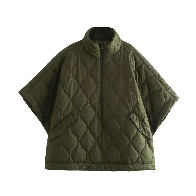 Groene dames bodywarmer met hoge kraag en ritssluiting