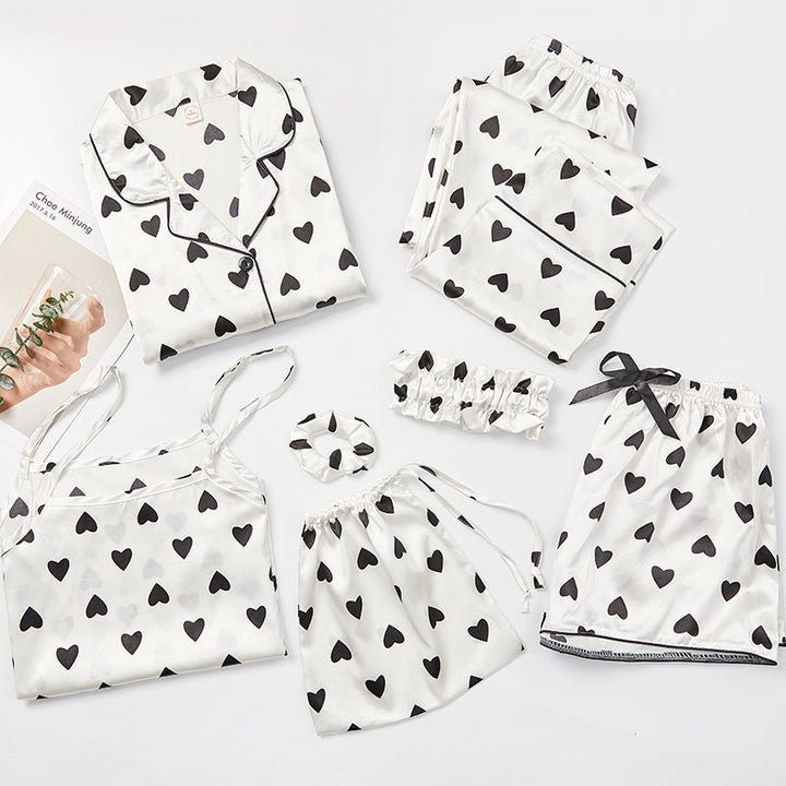 Witte pyjama set met hartjesprint en comfortabele pasvorm