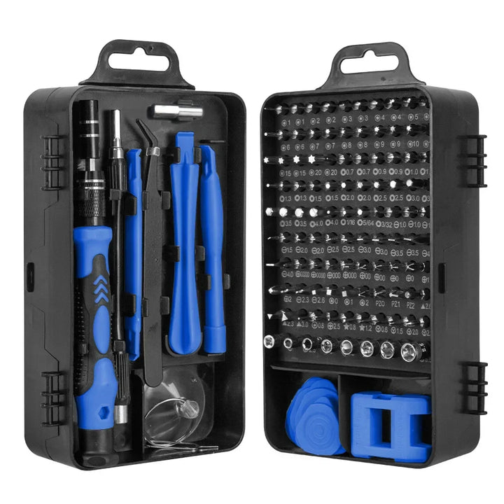 Universele ProFix 115-in-1 toolkit met precisie schroevendraaiers voor elke hobbyist en technicus.