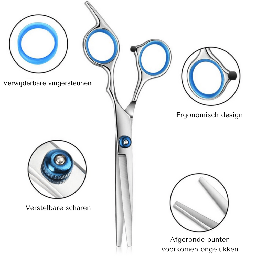 DIY professionele kappersset met scharen en accessoires voor thuis haarknippen en haarverzorging.
