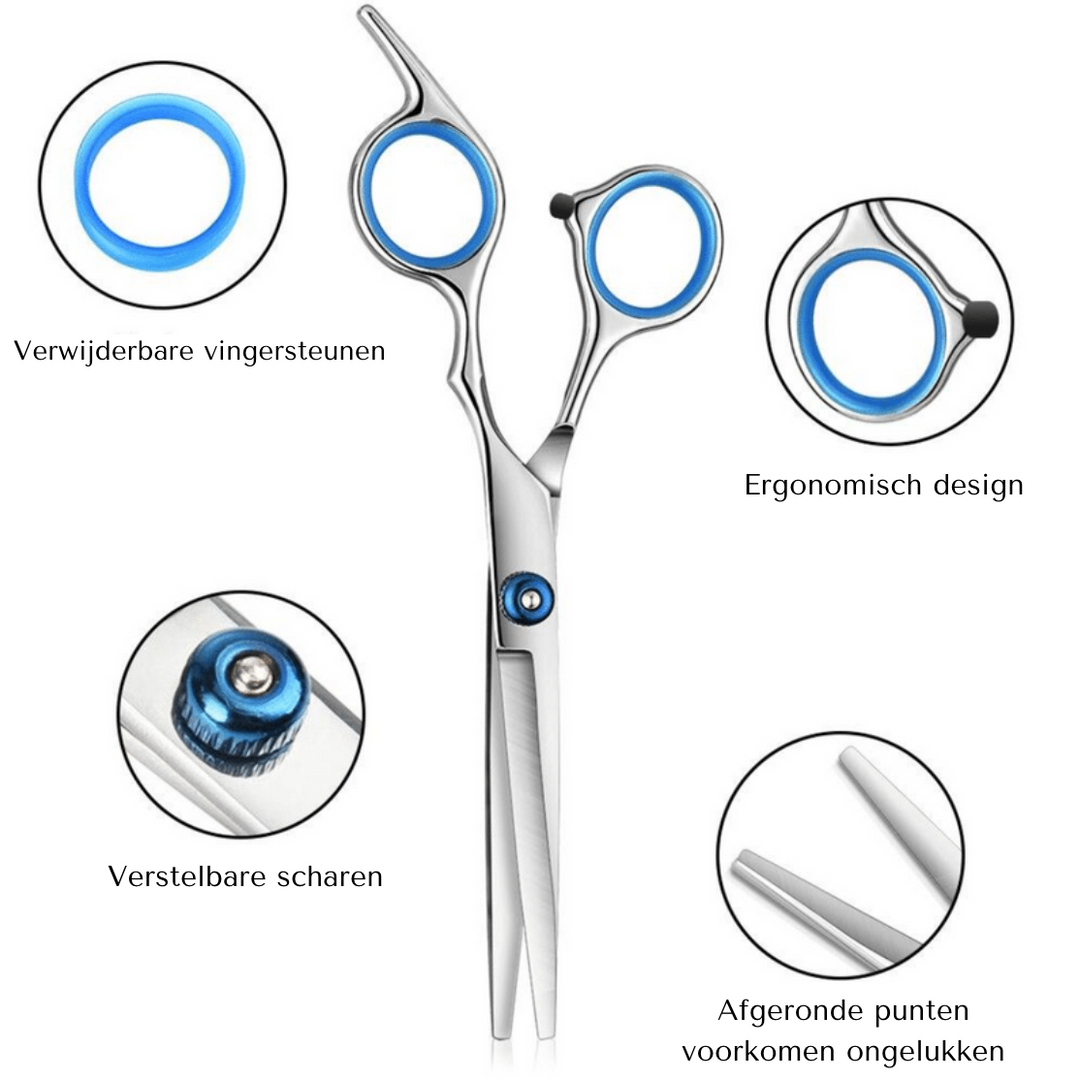 DIY professionele kappersset met scharen en accessoires voor thuis haarknippen en haarverzorging.