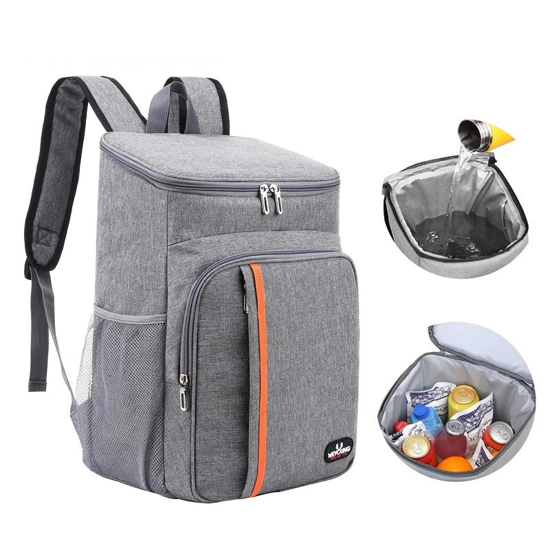 Waterdichte beige 18L Serin koeltas; handige thermotas voor maaltijden onderweg, kantoor of strand.