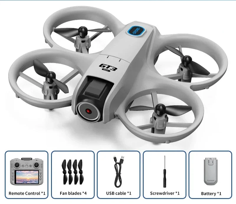 Oplaadbare batterij van de drone en USB-oplaadkabel.
